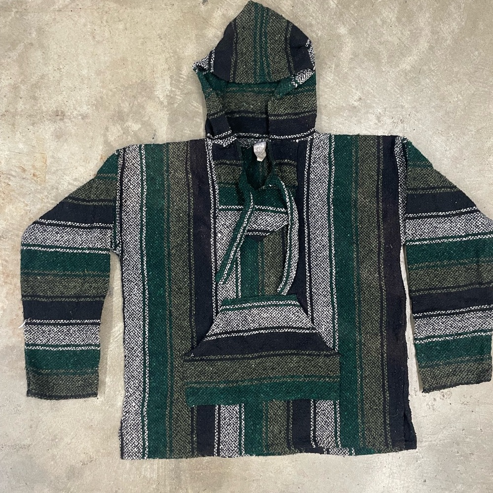 Striped Green and Black Baja Hoodie